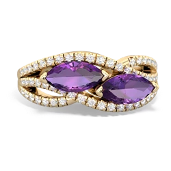 Amethyst Diamond Rivers 14K Yellow Gold ring R3070