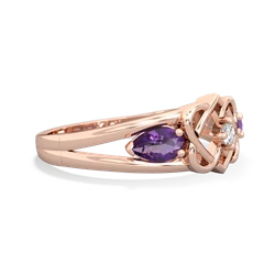 Amethyst Hearts Intertwined 14K Rose Gold ring R5880