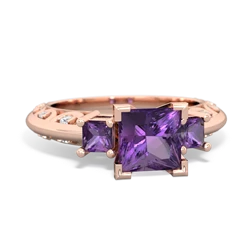 Amethyst Eternal Embrace Engagement 14K Rose Gold ring C2001