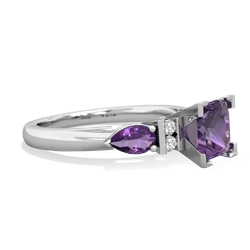 Alexandrite 6Mm Princess Eternal Embrace Engagement 14K White Gold ring C2002