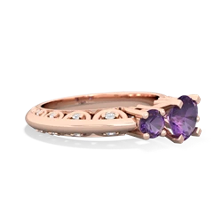 Amethyst Art Deco Eternal Embrace Engagement 14K Rose Gold ring C2003