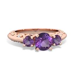 Amethyst Art Deco Eternal Embrace Engagement 14K Rose Gold ring C2003