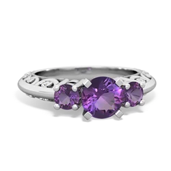 Amethyst Art Deco Eternal Embrace Engagement 14K White Gold ring C2003