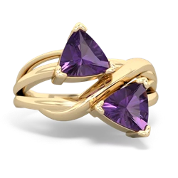 Amethyst Split Band Swirl 14K Yellow Gold ring R2341