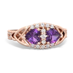 Amethyst Sparkling Celtic Knot 14K Rose Gold ring R2645