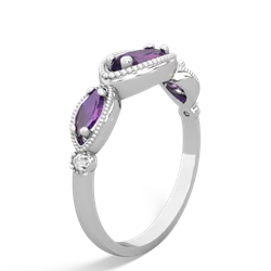 Amethyst Milgrain Marquise 14K White Gold ring R5700