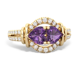 Amethyst Art-Deco Keepsake 14K Yellow Gold ring R5630