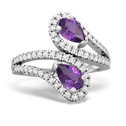 Amethyst Diamond Dazzler 14K White Gold ring R3000