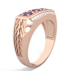 Blue Topaz Three Stone Tire Tread Men's 14K Rose Gold ring R0520