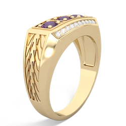 London Topaz Three Stone Tire Tread Men's 14K Yellow Gold ring R0520