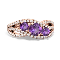 Amethyst Three Stone Aurora 14K Rose Gold ring R3080