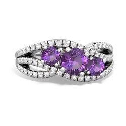 Alexandrite Three Stone Aurora 14K White Gold ring R3080