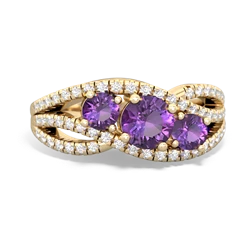 Tanzanite Three Stone Aurora 14K Yellow Gold ring R3080