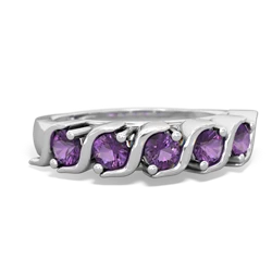 Amethyst Anniversary Band 14K White Gold ring R2089