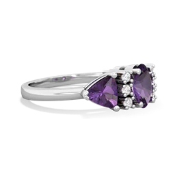 Amethyst Antique Style Three Stone 14K White Gold ring R2186