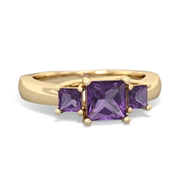 Tanzanite Three Stone Trellis 14K Yellow Gold ring R4015