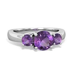 Alexandrite Three Stone Round Trellis 14K White Gold ring R4018