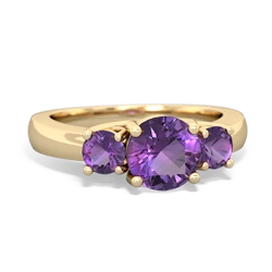 Alexandrite Three Stone Round Trellis 14K Yellow Gold ring R4018