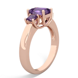 Garnet Three Stone Emerald-Cut Trellis 14K Rose Gold ring R4021