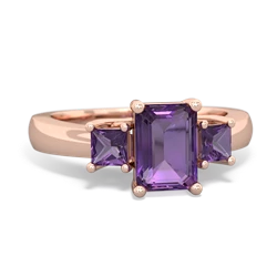 Alexandrite Three Stone Emerald-Cut Trellis 14K Rose Gold ring R4021