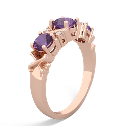 Lab Sapphire Hugs And Kisses 14K Rose Gold ring R5016