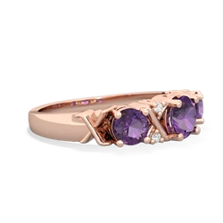 Lab Pink Sapphire Hugs And Kisses 14K Rose Gold ring R5016