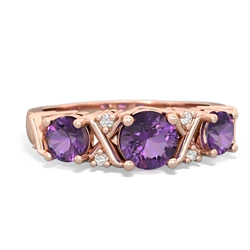 Lab Pink Sapphire Hugs And Kisses 14K Rose Gold ring R5016