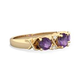 Amethyst Hugs And Kisses 14K Yellow Gold ring R5016