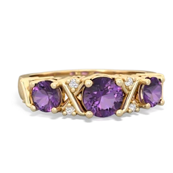 Lab Pink Sapphire Hugs And Kisses 14K Yellow Gold ring R5016