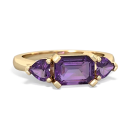 Lab Pink Sapphire Three Stone 14K Yellow Gold ring R5235