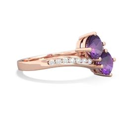 Amethyst Channel Set Two Stone 14K Rose Gold ring R5303