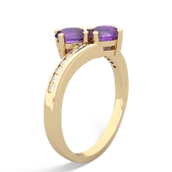 Amethyst Channel Set Two Stone 14K Yellow Gold ring R5303