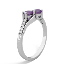 Amethyst Infinity Pave Two Stone 14K White Gold ring R5285