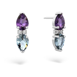 Amethyst Bowtie Drop 14K White Gold earrings E0865
