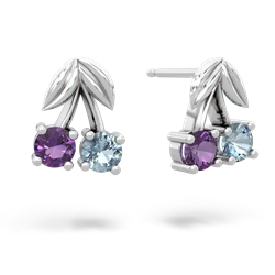 Amethyst Sweet Cherries 14K White Gold earrings E7001