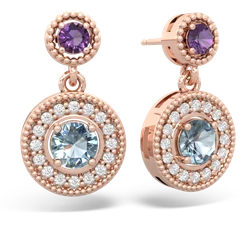 Amethyst Halo Dangle 14K Rose Gold earrings E5319