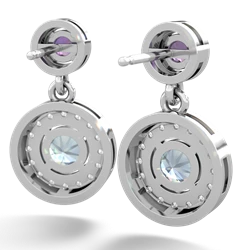 Amethyst Halo Dangle 14K White Gold earrings E5319