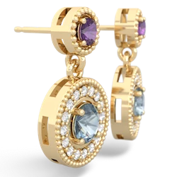 Amethyst Halo Dangle 14K Yellow Gold earrings E5319