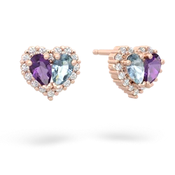 Amethyst Halo 14K Rose Gold earrings E7008