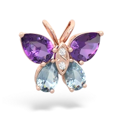 Amethyst Butterfly 14K Rose Gold pendant P2215