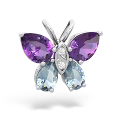 Amethyst Butterfly 14K White Gold pendant P2215