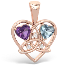 Amethyst Celtic Trinity Heart 14K Rose Gold pendant P5331