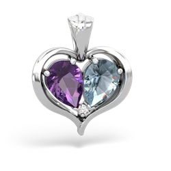 Amethyst Two Become One 14K White Gold pendant P5330