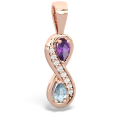 Amethyst Diamond Infinity 14K Rose Gold pendant P5390