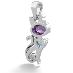 Amethyst Kitten 14K White Gold pendant P5780