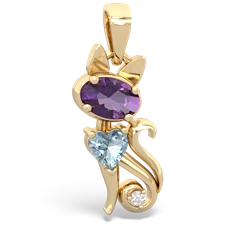 Amethyst Kitten 14K Yellow Gold pendant P5780