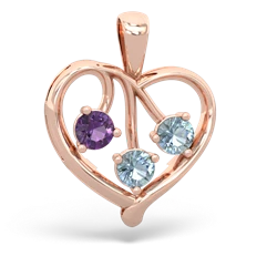 Amethyst Glowing Heart 14K Rose Gold pendant P2233