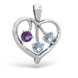 Amethyst Glowing Heart 14K White Gold pendant P2233