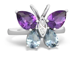 Amethyst Butterfly 14K White Gold ring R2215