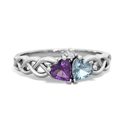 Amethyst Heart To Heart Braid 14K White Gold ring R5870